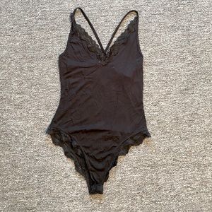Black lace trim bodysuit